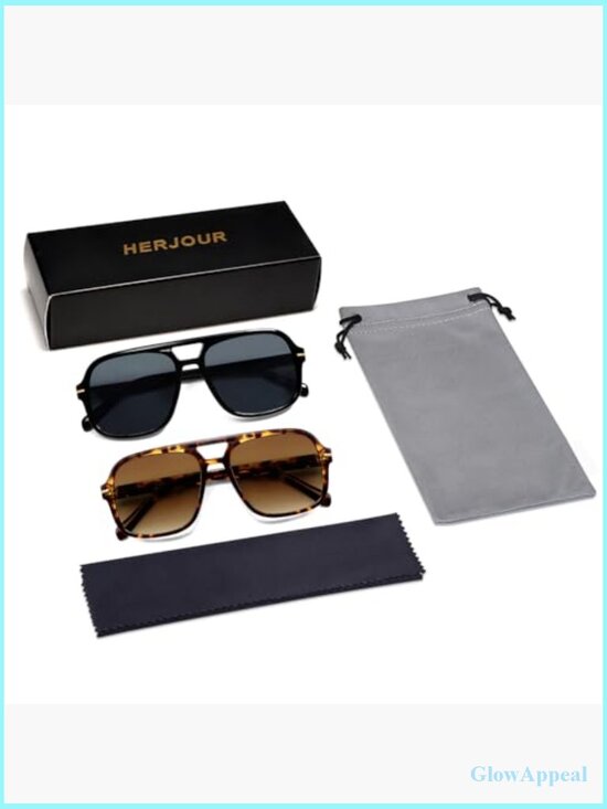 Retro Square Aviator Sunglasses Oversized 70s Vintage Trendy Unisex